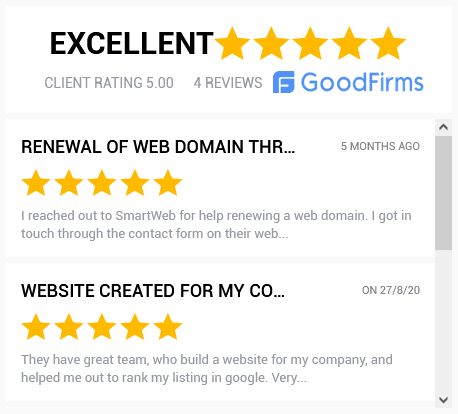 5 star reviews from goodfirms